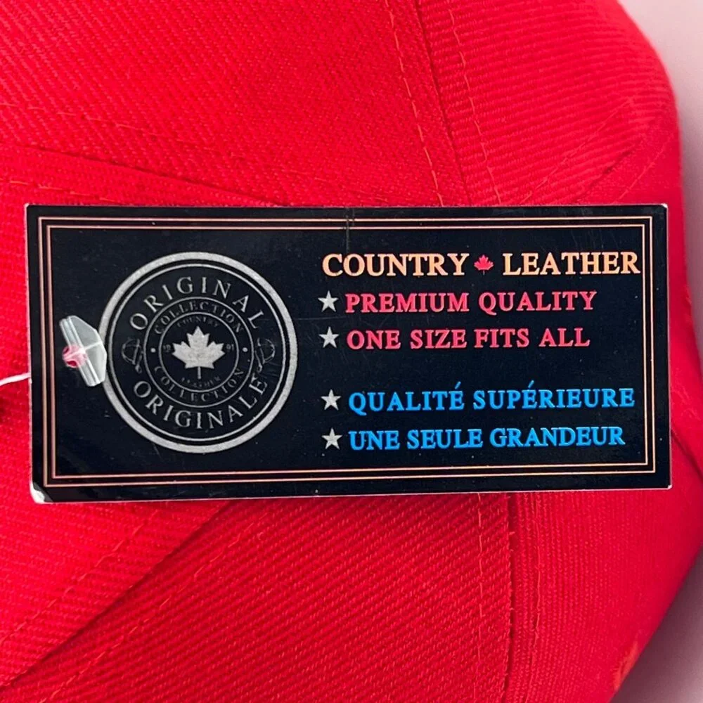 Canada Flag Embroidered Baseball Cap Hat Red White New Country Leather Brand - Picture 5 of 16
